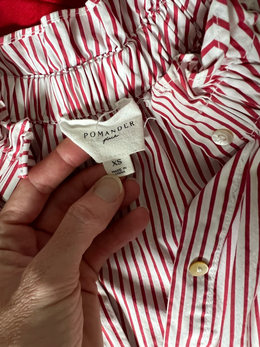 Tuckernuck Pompander Place Red & White Striped Short-Sleeve Blouse - Picture 3 of 3